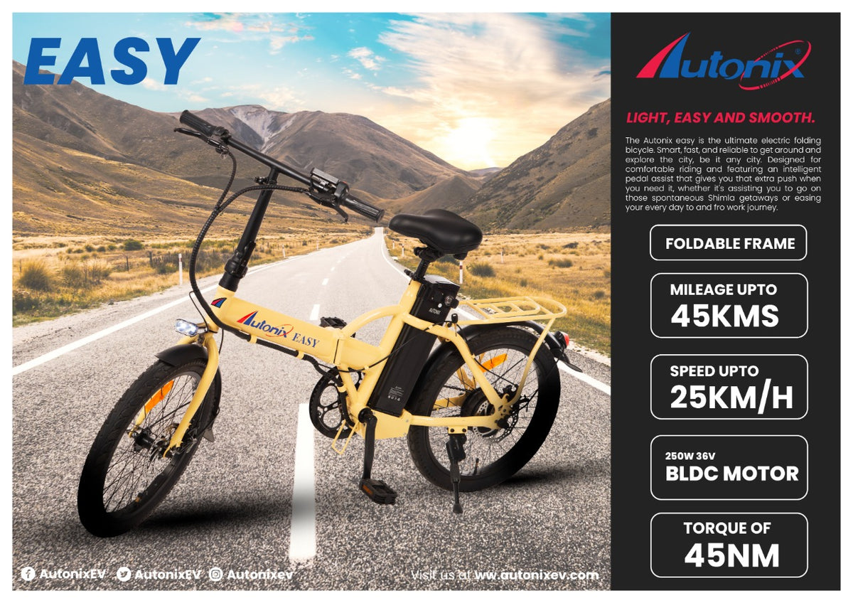 Autonix EV EASY Foldable Electric Bicycle Upto 25 km/hr Upto 40 km/charge Autonix