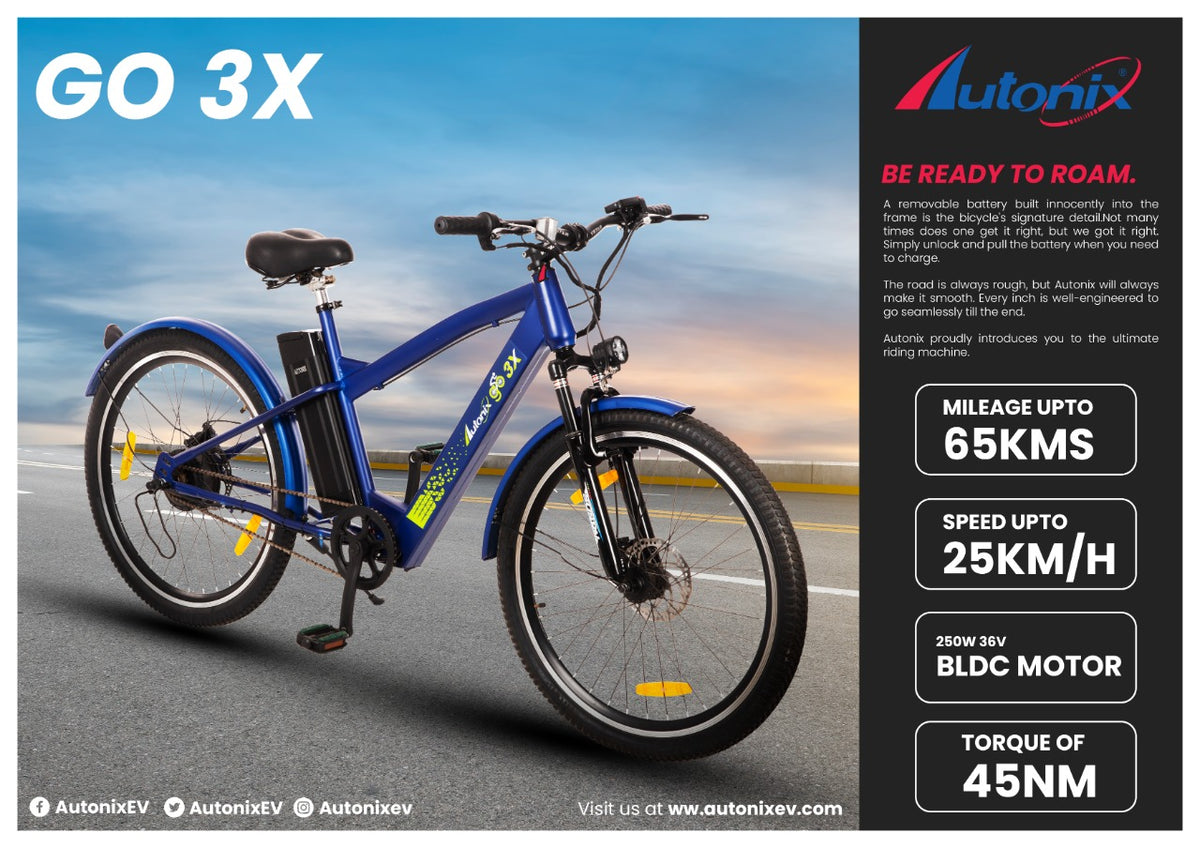 Autonix EV GO 3X Electric Bicycle Upto 70 km charge Upto